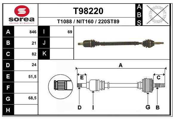 EAI Piedziņas vārpsta T98220