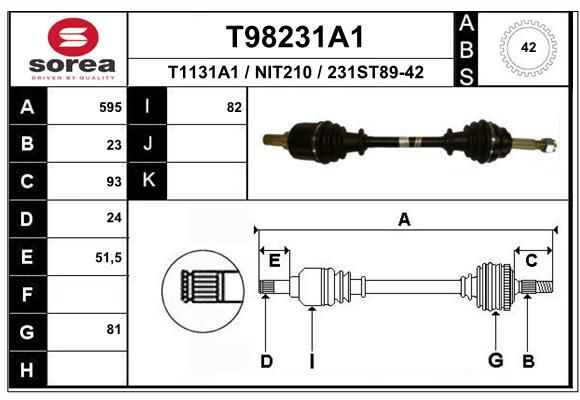 EAI Приводной вал T98231A1