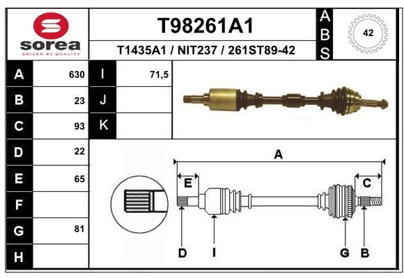 EAI Приводной вал T98261A1