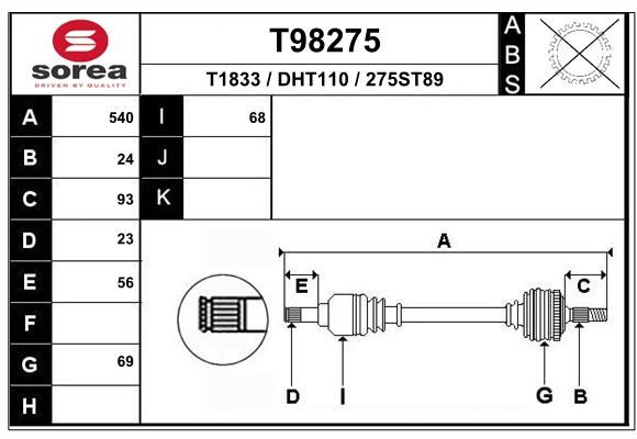 EAI Приводной вал T98275