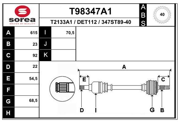 EAI Приводной вал T98347A1