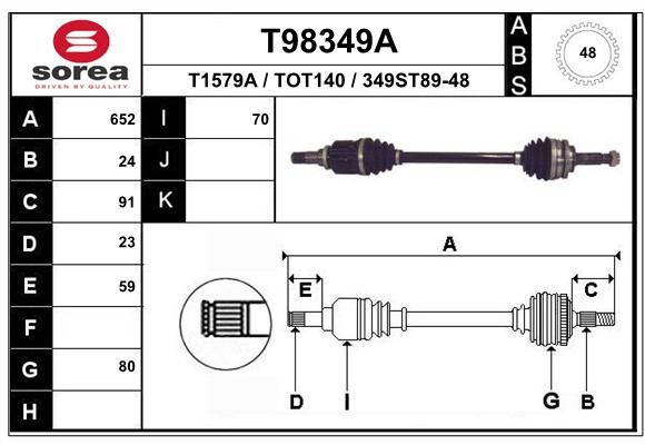 EAI Piedziņas vārpsta T98349A