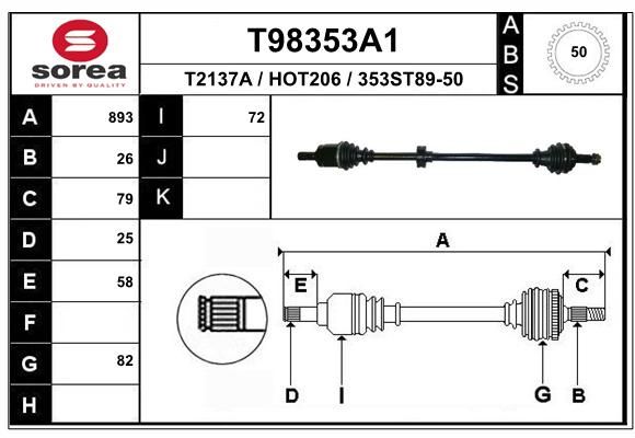 EAI Приводной вал T98353A1