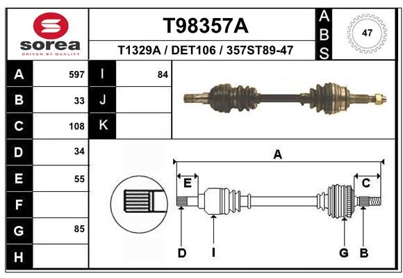 EAI Приводной вал T98357A