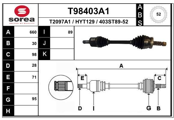 EAI Piedziņas vārpsta T98403A1