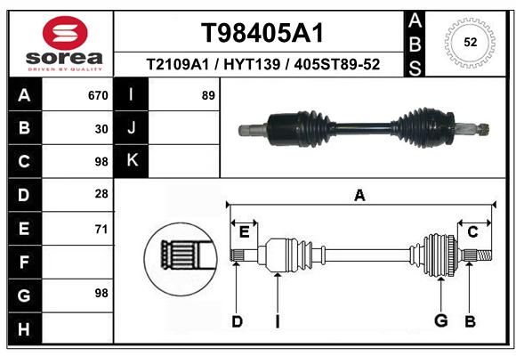 EAI Piedziņas vārpsta T98405A1