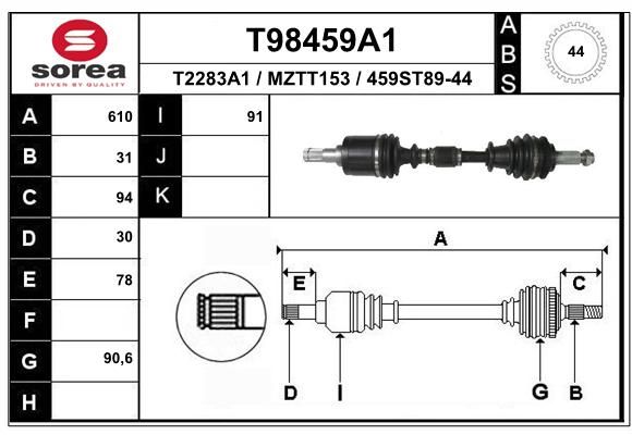 EAI Piedziņas vārpsta T98459A1