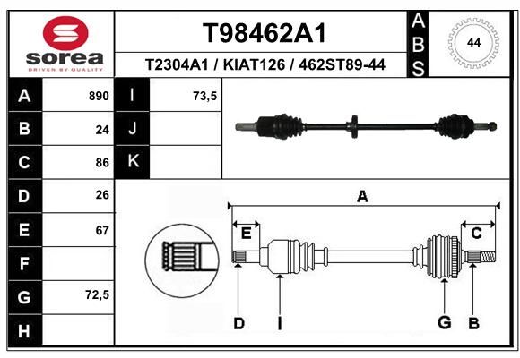 EAI Приводной вал T98462A1