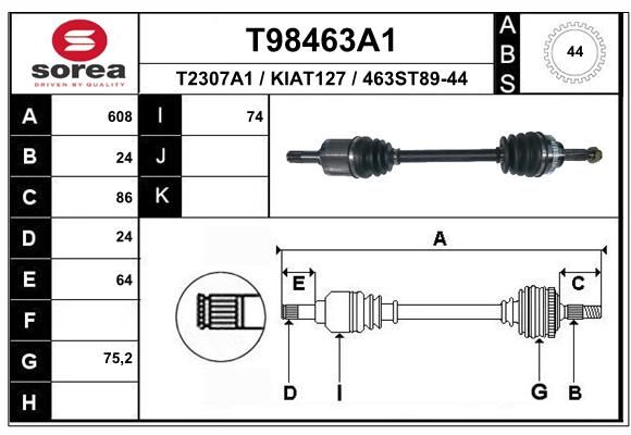 EAI Приводной вал T98463A1