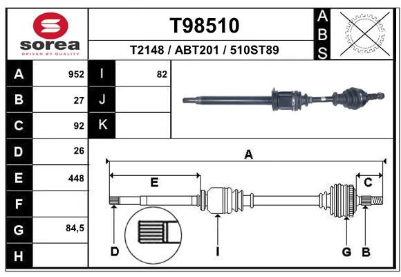 EAI Приводной вал T98510