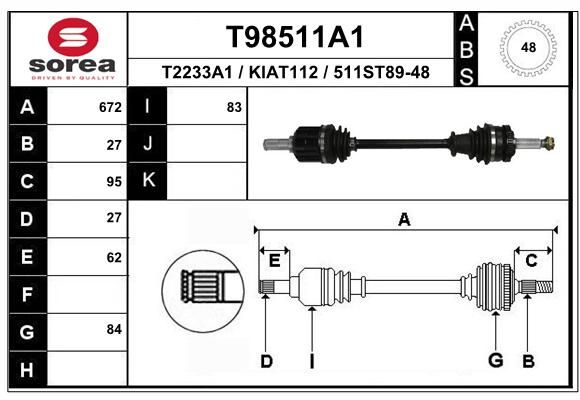 EAI Piedziņas vārpsta T98511A1