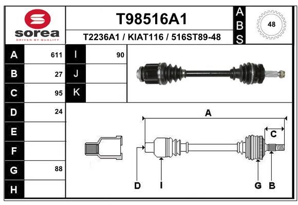 EAI Piedziņas vārpsta T98516A1