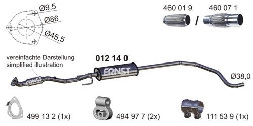 ERNST Средний глушитель выхлопных газов 012140