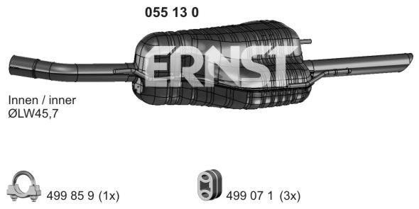 ERNST Izplūdes gāzu trokšņa slāpētājs (pēdējais) 055130