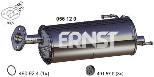 ERNST Izplūdes gāzu trokšņa slāpētājs (pēdējais) 056120