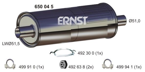 ERNST Izplūdes gāzu trokšņa slāpētājs (pēdējais) 650045