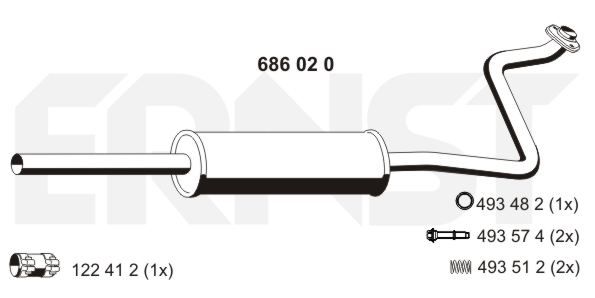 ERNST Средний глушитель выхлопных газов 686020