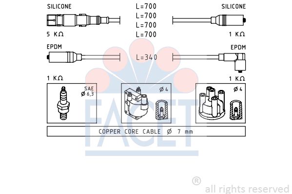 FACET Комплект проводов зажигания 4.9353