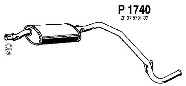 FENNO Izplūdes gāzu trokšņa slāpētājs (pēdējais) P1740
