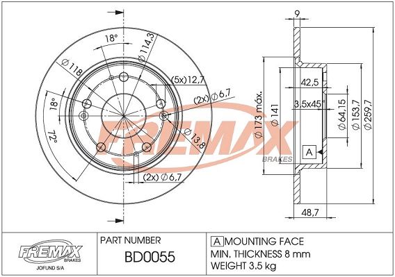 FREMAX Тормозной диск BD-0055
