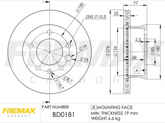 FREMAX Тормозной диск BD-0181