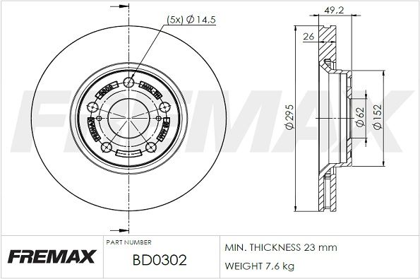 FREMAX Тормозной диск BD-0302