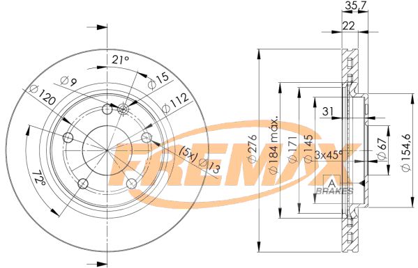 FREMAX Тормозной диск BD-0612