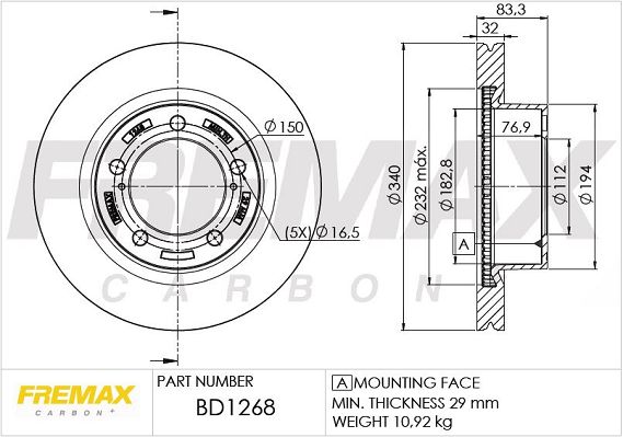 FREMAX Тормозной диск BD-1268
