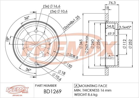 FREMAX Bremžu diski BD-1269