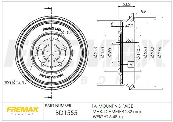 FREMAX Bremžu trumulis BD-1555