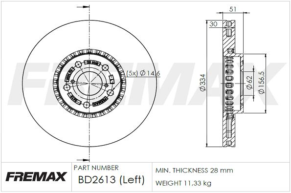 FREMAX Bremžu diski BD-2613