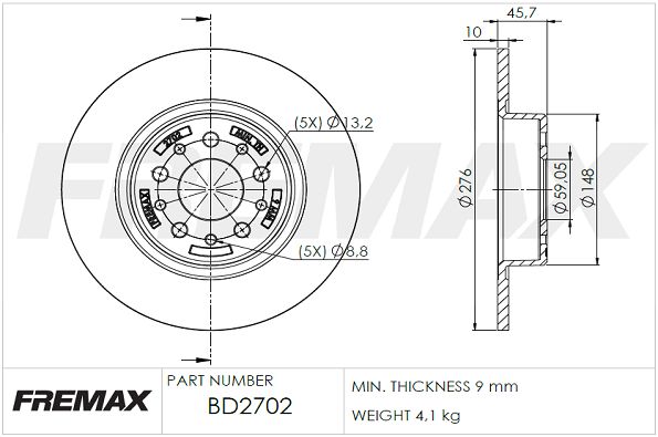 FREMAX Тормозной диск BD-2702
