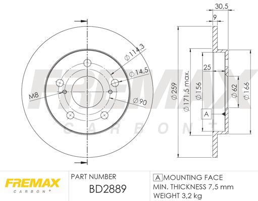 FREMAX Bremžu diski BD-2889