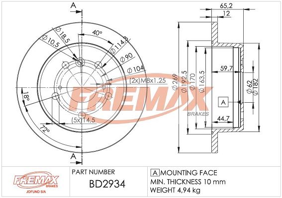 FREMAX Bremžu diski BD-2934