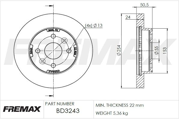 FREMAX Bremžu diski BD-3243