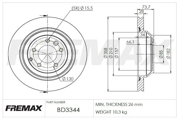 FREMAX Тормозной диск BD-3344