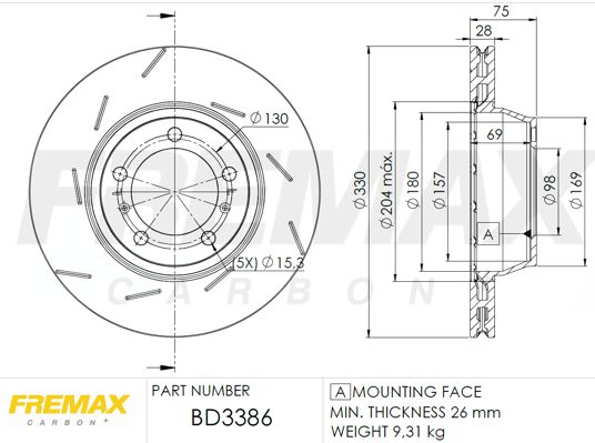 FREMAX Bremžu diski BD-3386