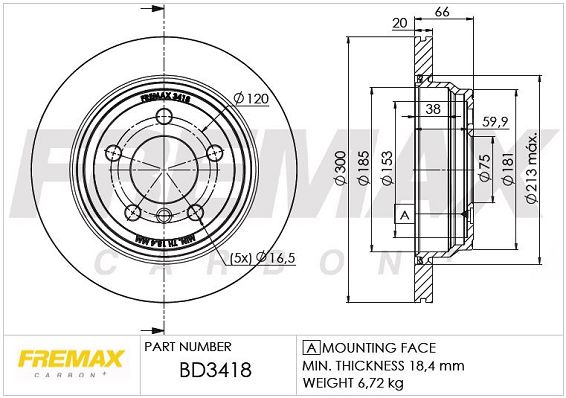 FREMAX Тормозной диск BD-3418