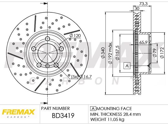 FREMAX Тормозной диск BD-3419