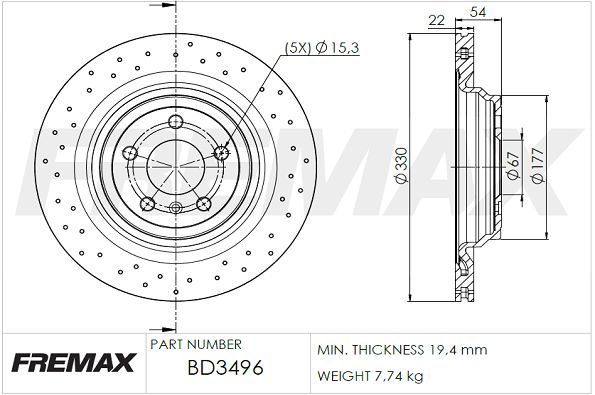 FREMAX Bremžu diski BD-3496