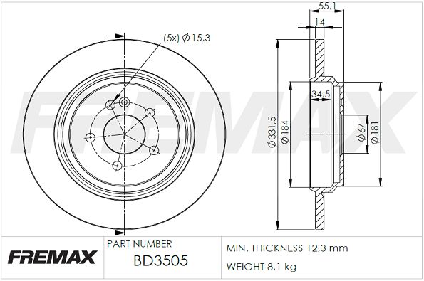 FREMAX Тормозной диск BD-3505