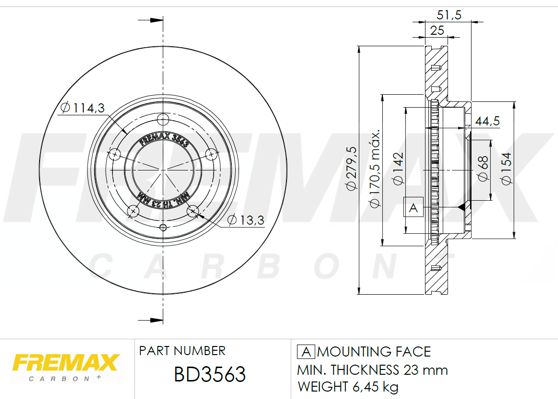 FREMAX Bremžu diski BD-3563