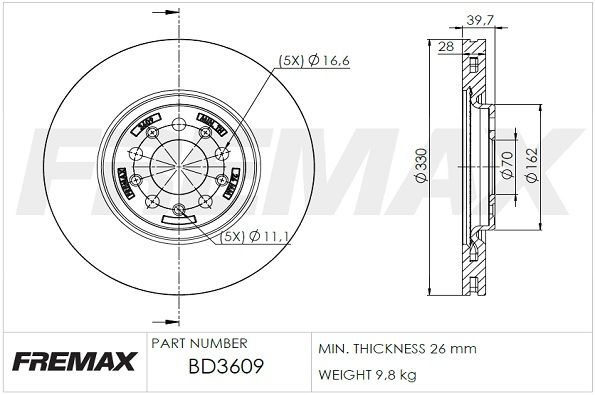 FREMAX Bremžu diski BD-3609