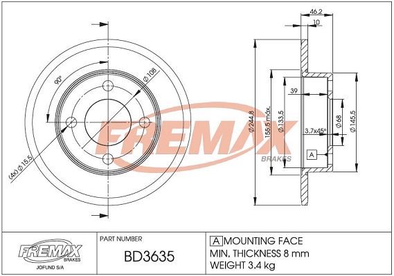 FREMAX Тормозной диск BD-3635