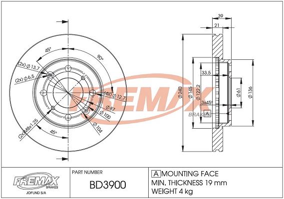 FREMAX Bremžu diski BD-3900