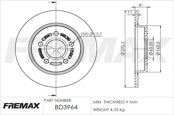FREMAX Тормозной диск BD-3964