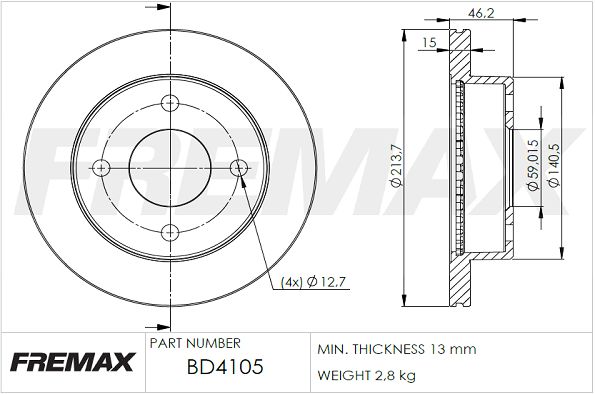 FREMAX Тормозной диск BD-4105