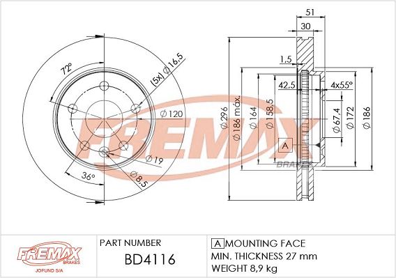 FREMAX Тормозной диск BD-4116