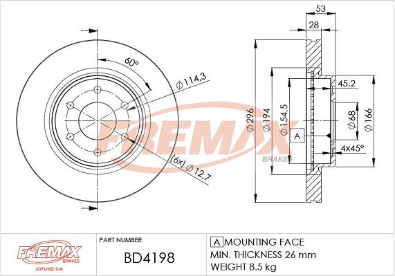 FREMAX Bremžu diski BD-4198