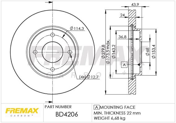 FREMAX Тормозной диск BD-4206